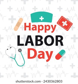 Colored Happy labor day poster Vector illustration