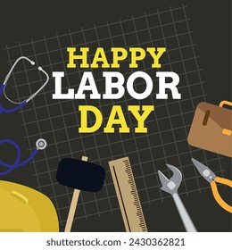 Colored Happy labor day poster Vector illustration