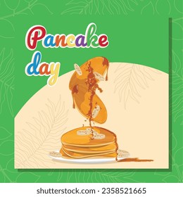 Colored Happy pancake day background Vector illustration