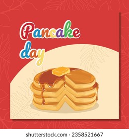 Colored Happy pancake day background Vector illustration