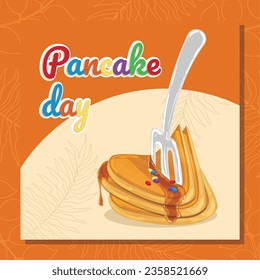 Colored Happy pancake day background Vector illustration