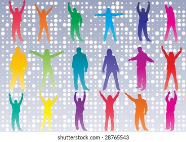 Colored happy people