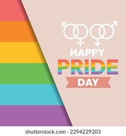 Colored happy pride day poster with text and gender symbols Vector