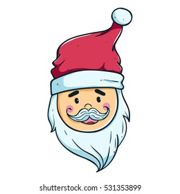 colored happy santa using doodle art on white background