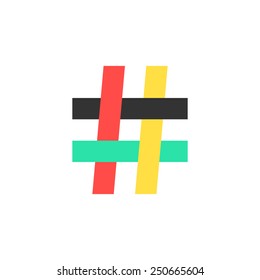 colored hashtag icon on white background. concept of number sign, social media, mark message, social networks, short messages, microblogging. flat style trendy modern logo design vector illustration