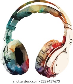 Colored Headphones Vector, Print, Illustration