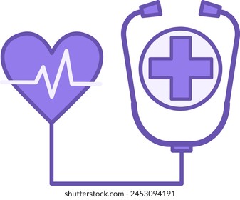 Colored Health Icon. Vector Icon of Tonometer, Pulsating Heart, and Medical Cross. Healthy Lifestyle Concept