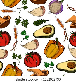 Colored healthy food pattern