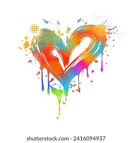 colored heart of blots. hand drawing. Happy Valentine's Day. Not AI, Vector illustration.