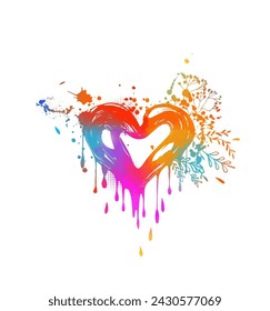 colored heart of blots. hand drawing. Happy Valentine's Day. Not AI, Vector illustration.