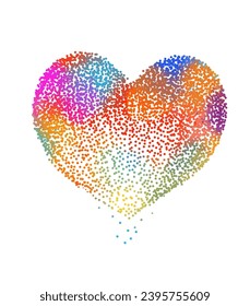 farbiges Herz aus Punkten. Handzeichnung. Alles Gute zum Valentinstag! Nicht AI, sstkLOVE . Vektorgrafik