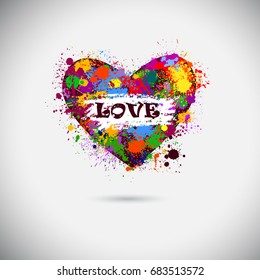 colored heart of paint stains. Vector
