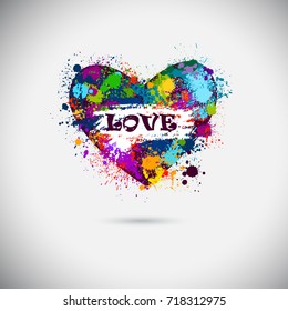 colored heart of paint stains. Vector