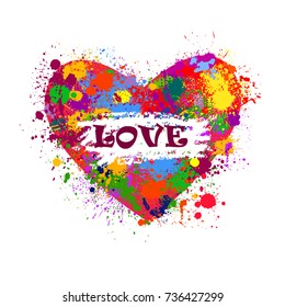 colored heart of paint stains. Vector