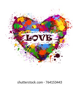 colored heart of paint stains. Vector