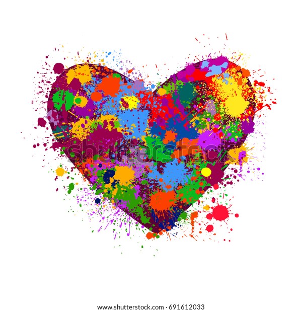 Colored Heart Paint Stains Vector Stock Vector (Royalty Free) 691612033 ...