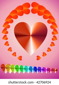 colored heart with red background