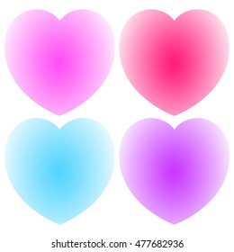 Colored heart shapes set, heart design icons with textures, heart sign, abstract heart