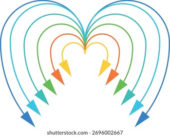 Corazón de color con líneas delgadas y flechas