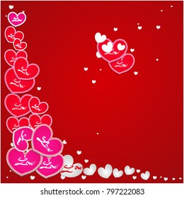 Colored heart and write letter love you on red background, EPS10
