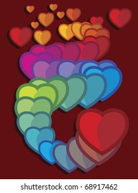 colored hearts, abstract vector art illustration