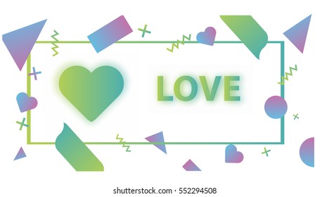 Colored hearts in a frame with text. stock vector