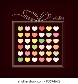 colored hearts in a gift
