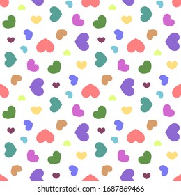 Colored hearts love seamless background pattern, Valentine day