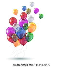 Colored helium balloons fly up - vector for stock