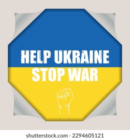 Colored help ukraine stop war template Vector