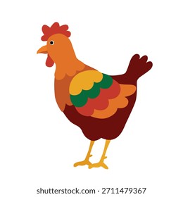 Gallina de color aislado sobre un fondo blanco. Icono coloreado, Ilustración vectorial en un estilo plano. Aves.