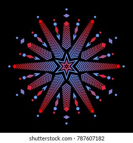 Colored hexagon geometry figure isolated on black