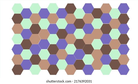 Polígonos hexagonales de colores sobre un fondo blanco.Buena para el afiche, la plantilla, la cubierta, el banner, el papel tapiz.