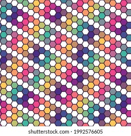 Hexagones de colores, psiquínico - patrón geométrico abstracto sin costuras.Fondo vectorial para tela, textil, papel tapiz, carteles, papel de envoltura de regalo, servilletas, manteles, pijamas. Impresión para niños, bebé