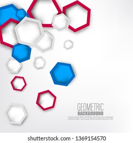 
Colored hexagons with shadow. Abstract vector geometric background