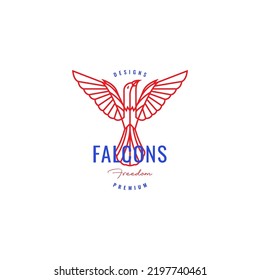 colored hipster bird falcon logo design