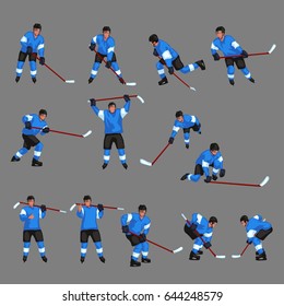 colored hockey player set 4