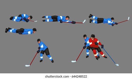 colored hockey player set 6