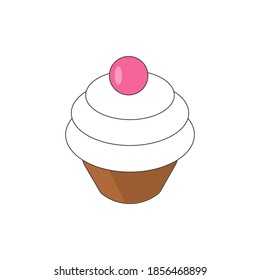 Colored holiday cupcake isolated on white background. Vector illustration