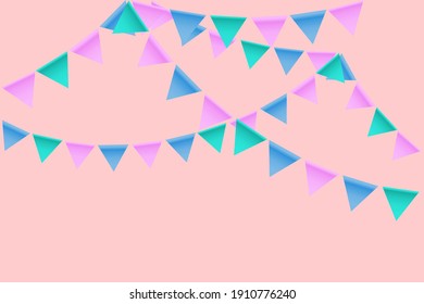 Las coloridas guirnaldas de vacaciones. Banderas multicolores