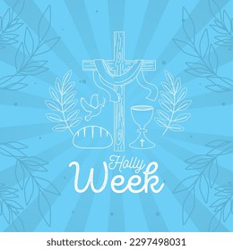 Colored holy week poster with religious icons Vector