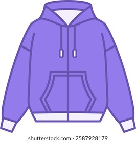 Colored Hoodie Icon. Vector Illustration. Loose Fit Sportswear Jacket with Pockets. Sweatshirt, Sweater. Fashion Concept