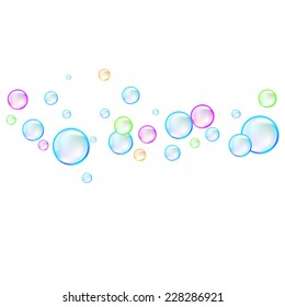 Colored horizontal soap bubbles . Vector 