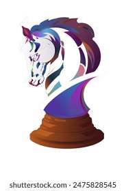 Colored Horse Figurine for Chess Game