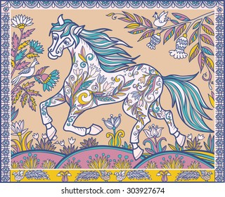 colored horse in Flowers