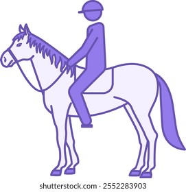 Colored Horse Rider Icon. Vector Illustration. Racehorse with Jockey on Cross Country Track