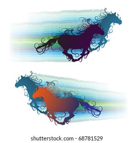 Colored horse silhouette with jets