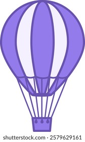 Colored Hot Air Balloon Icon. Vector Icon. Aircraft with Attached Basket. Brazilian Carnival Concept