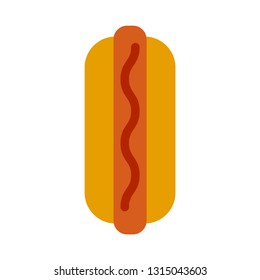 Colored hot dog icon. View from above. Vector illustration