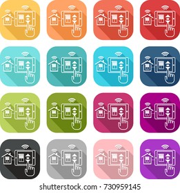 Colored house automation icon or connected house